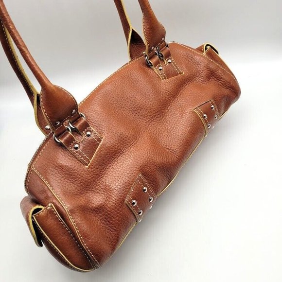 SOLD Cole Haan Village Spos Leather Barrel Bag Vtg 80s Vibe Country - Picture 6 of 11